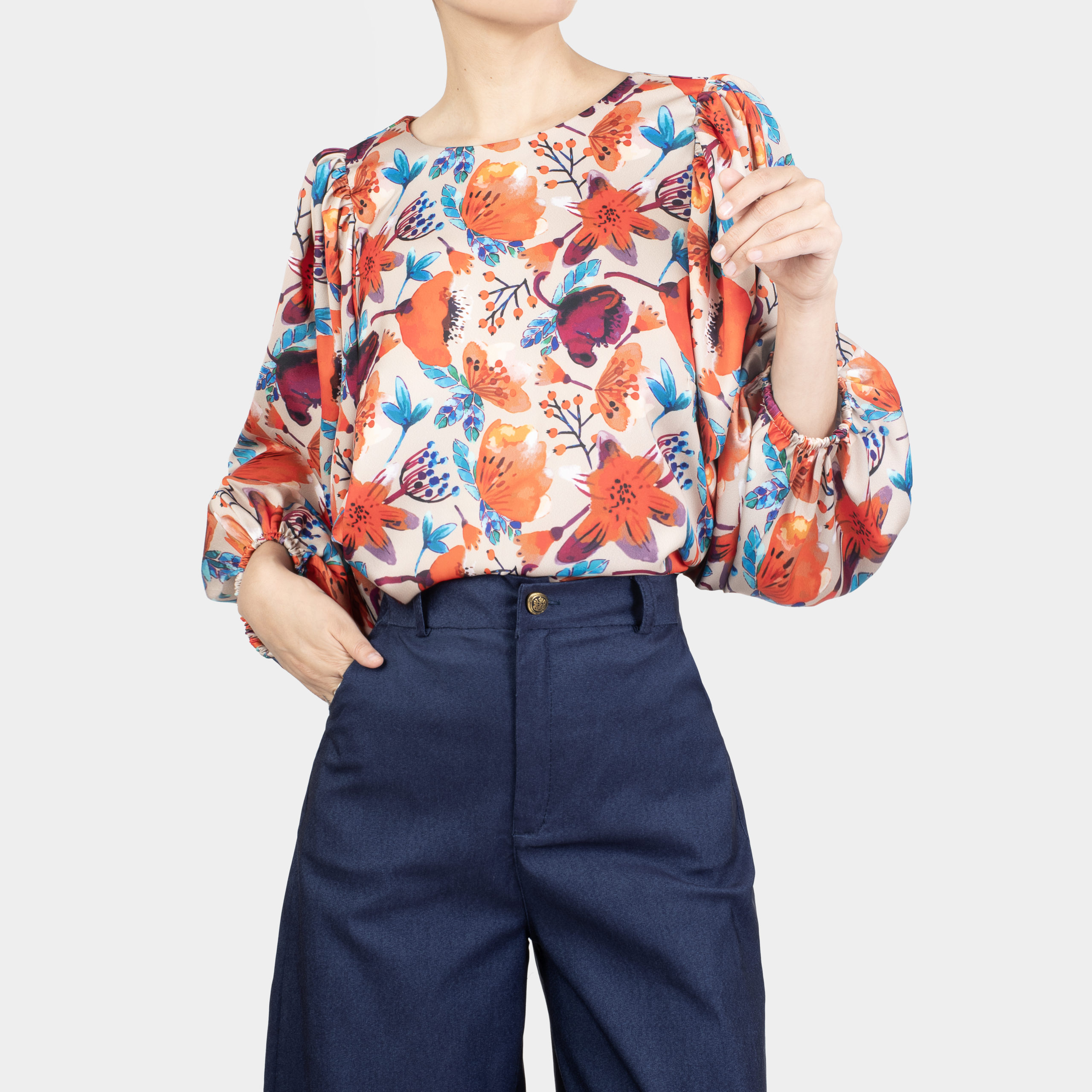 Blusa Multifloral Beige - Imagen 3