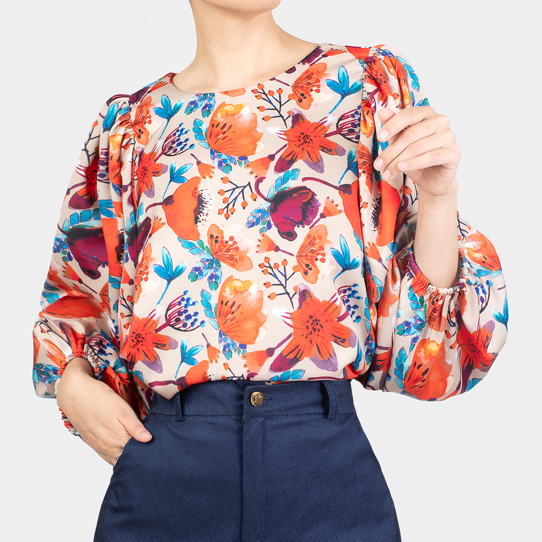 Blusa Multifloral Beige