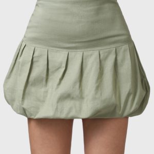 Falda Globo 100% Lino Verde Nilo