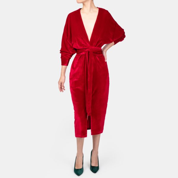 Vestido Ava Velvet Carmesí (NUEVO)