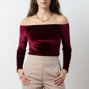 Top 80's Terciopelo Burdeo