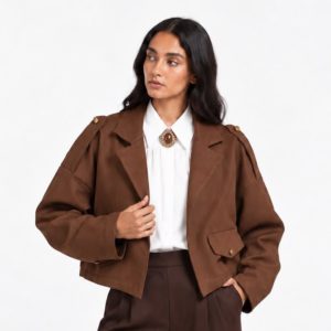 CHAQUETA SUEDE CAFÉ OVERSIZE ( NUEVO)
